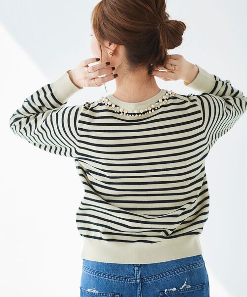 le.coeur blanc（ルクールブラン）の「パール刺繍ニットカーディガン（カーディガン/ボレロ・レディース・ブラック/マスタード/グレイッシュベージュ/ベージュ系その他3・38）」の9枚目の写真