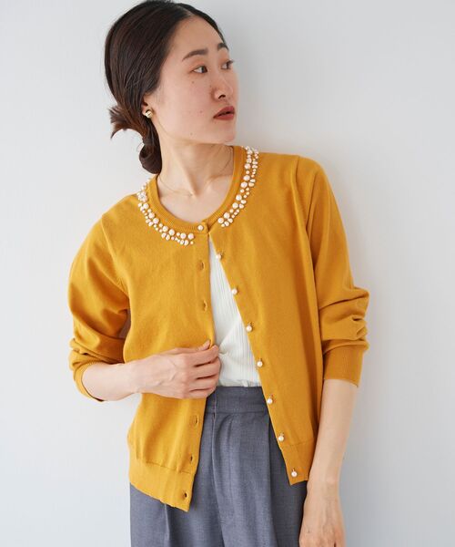 le.coeur blanc（ルクールブラン）の「パール刺繍ニットカーディガン（カーディガン/ボレロ・レディース・ブラック/マスタード/グレイッシュベージュ/ベージュ系その他3・38）」の17枚目の写真