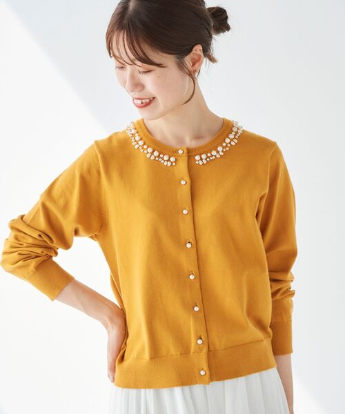 le.coeur blanc（ルクールブラン）の「パール刺繍ニットカーディガン（カーディガン/ボレロ・レディース・ブラック/マスタード/グレイッシュベージュ/ベージュ系その他3・38）」の18枚目の写真