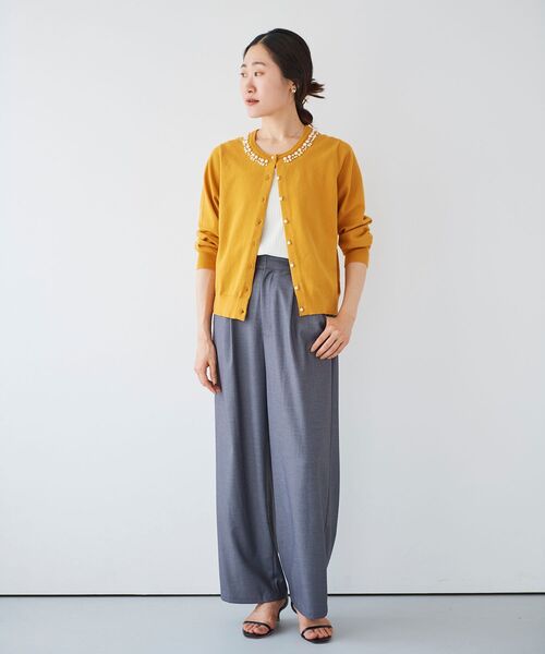 le.coeur blanc（ルクールブラン）の「パール刺繍ニットカーディガン（カーディガン/ボレロ・レディース・ブラック/マスタード/グレイッシュベージュ/ベージュ系その他3・38）」の21枚目の写真