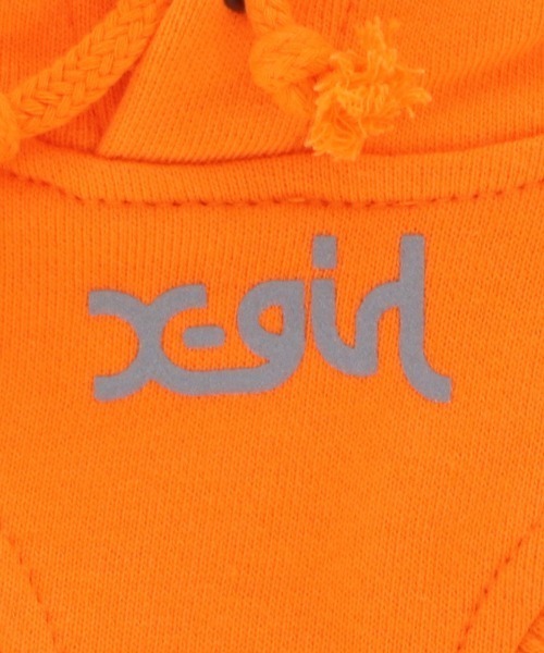 X-girl(エックスガール)の「X-girl/ホライゾンミルズロゴフーディー(ペットウェア・レディース・オレンジ/ホワイト・3M/2L/3S/S/3L/L/XS/M)」の10枚目の写真