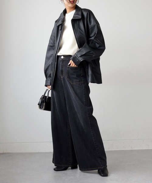 antiqua(アンティカ)の「ワイドデニムパンツ(デニムパンツ・レディース・インディゴブルー/ブラック・M/S/L)」の20枚目の写真