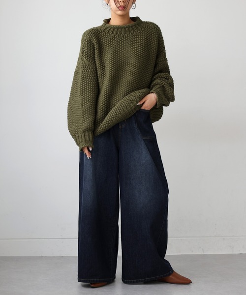 antiqua(アンティカ)の「ワイドデニムパンツ(デニムパンツ・レディース・インディゴブルー/ブラック・M/S/L)」の5枚目の写真