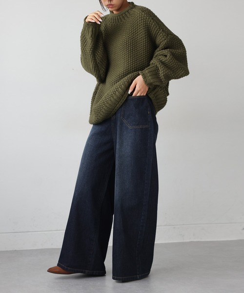 antiqua(アンティカ)の「ワイドデニムパンツ(デニムパンツ・レディース・インディゴブルー/ブラック・M/S/L)」の8枚目の写真