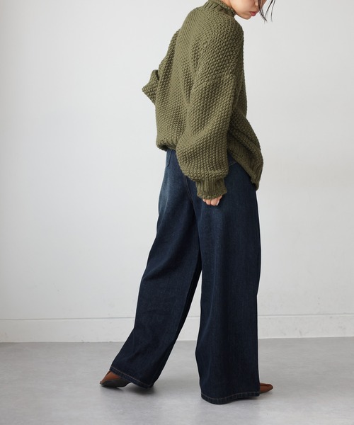 antiqua(アンティカ)の「ワイドデニムパンツ(デニムパンツ・レディース・インディゴブルー/ブラック・M/S/L)」の6枚目の写真