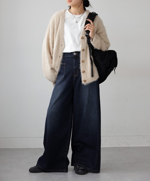 antiqua(アンティカ)の「ワイドデニムパンツ(デニムパンツ・レディース・インディゴブルー/ブラック・M/S/L)」の10枚目の写真