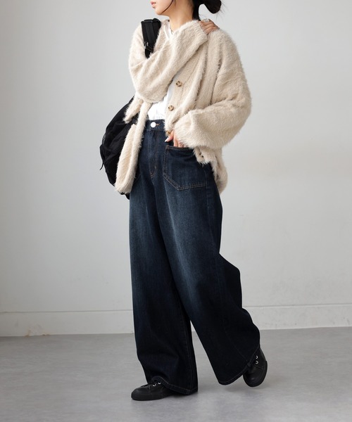 antiqua(アンティカ)の「ワイドデニムパンツ(デニムパンツ・レディース・インディゴブルー/ブラック・M/S/L)」の9枚目の写真