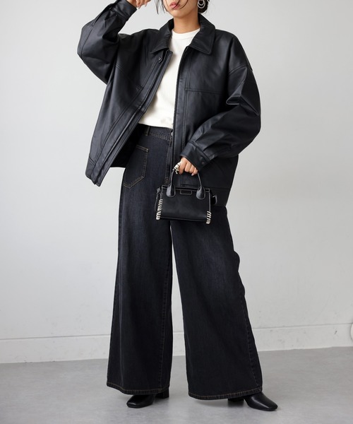 antiqua(アンティカ)の「ワイドデニムパンツ(デニムパンツ・レディース・インディゴブルー/ブラック・M/S/L)」の21枚目の写真