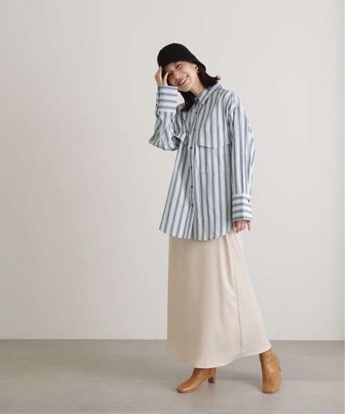 N.（N. Natural Beauty Basic）（エヌエヌナチュラルビューティーベーシック）の「【S Size Line】◆マットサテンＡラインロングスカート（スカート・レディース・ライトグリーン/ブラック/クリーム・SMALL/MEDIUM）」の14枚目の写真