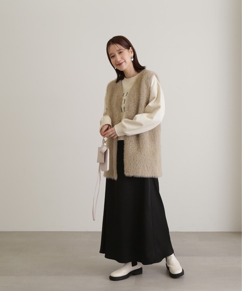 N.（N. Natural Beauty Basic）（エヌエヌナチュラルビューティーベーシック）の「【S Size Line】◆マットサテンＡラインロングスカート（スカート・レディース・ライトグリーン/ブラック/クリーム・SMALL/MEDIUM）」の7枚目の写真