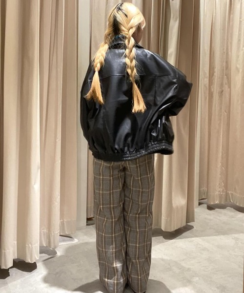 FREE'S MART（フリーズマート）の「◆合皮オーバーブルゾン（ライダースジャケット・レディース・ホワイト/ブラック・SMALL/MEDIUM）」の12枚目の写真