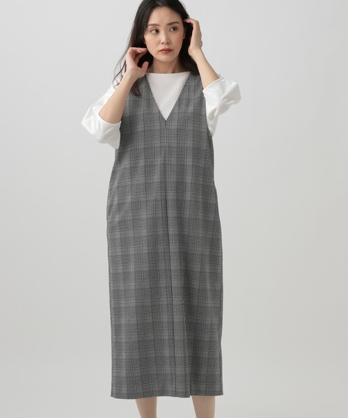 Elura（エルーラ）の「サマ見えジャンスカ（ジャンパースカート・レディース・ブラウン系その他4/ブラック系その他/ブラック/グレイッシュベージュ/ネイビー・MEDIUM/LARGE/SMALL）」の3枚目の写真