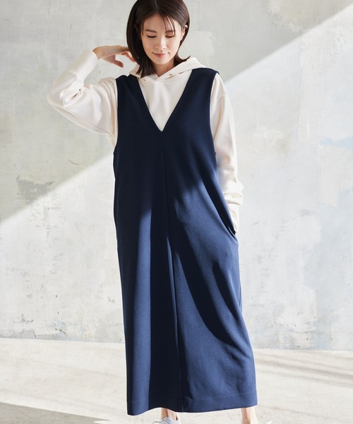 Elura（エルーラ）の「サマ見えジャンスカ（ジャンパースカート・レディース・ブラウン系その他4/ブラック系その他/ブラック/グレイッシュベージュ/ネイビー・MEDIUM/LARGE/SMALL）」の5枚目の写真