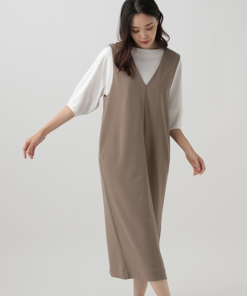 Elura（エルーラ）の「サマ見えジャンスカ（ジャンパースカート・レディース・ブラウン系その他4/ブラック系その他/ブラック/グレイッシュベージュ/ネイビー・MEDIUM/LARGE/SMALL）」の4枚目の写真