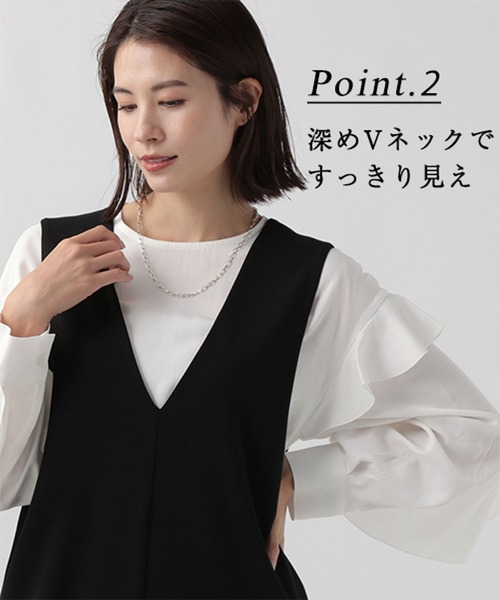 Elura（エルーラ）の「サマ見えジャンスカ（ジャンパースカート・レディース・ブラウン系その他4/ブラック系その他/ブラック/グレイッシュベージュ/ネイビー・MEDIUM/LARGE/SMALL）」の18枚目の写真