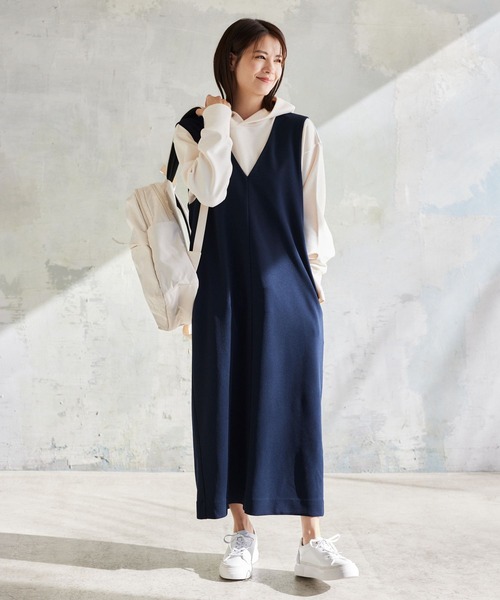 Elura（エルーラ）の「サマ見えジャンスカ（ジャンパースカート・レディース・ブラウン系その他4/ブラック系その他/ブラック/グレイッシュベージュ/ネイビー・MEDIUM/LARGE/SMALL）」の12枚目の写真