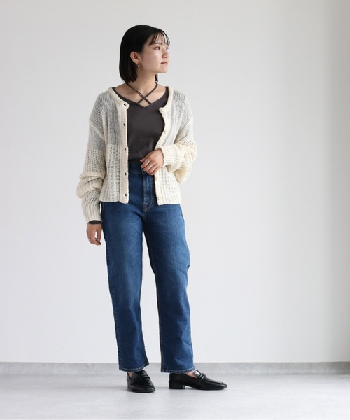 cepo(セポ)の「モヘアライクカーディガン 2WAY(カーディガン/ボレロ・レディース・ライム/オフホワイト/オレンジ・M)」の21枚目の写真