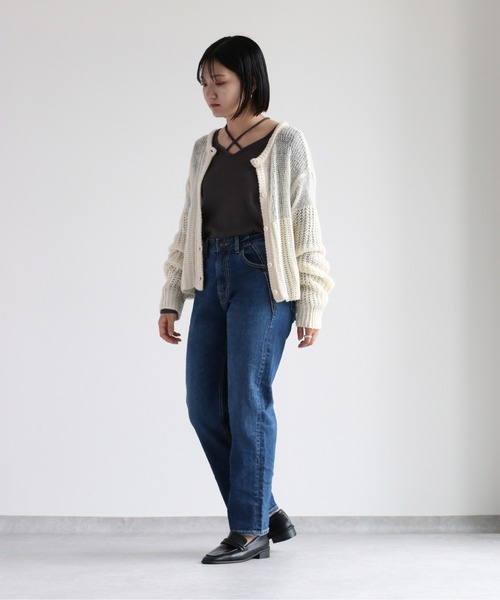 cepo(セポ)の「モヘアライクカーディガン 2WAY(カーディガン/ボレロ・レディース・ライム/オフホワイト/オレンジ・M)」の22枚目の写真