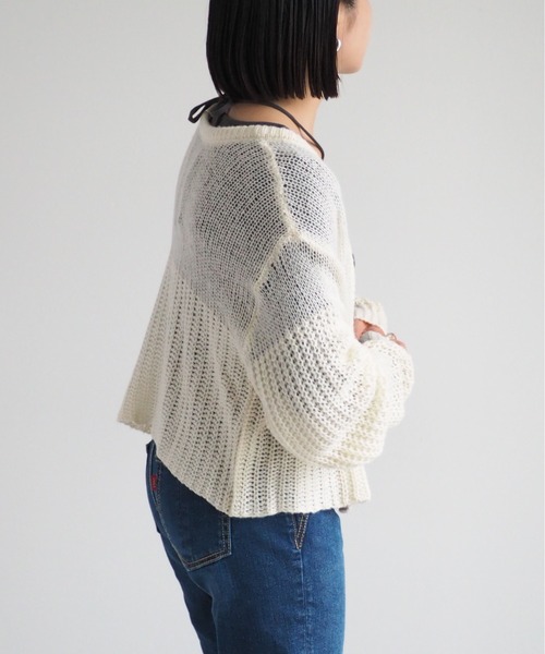 cepo(セポ)の「モヘアライクカーディガン 2WAY(カーディガン/ボレロ・レディース・ライム/オフホワイト/オレンジ・M)」の14枚目の写真