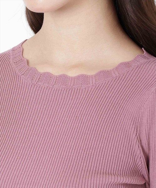 WILLSELECTION(ウィルセレクション)の「スカラップ7分袖ニットプルオーバー(Tシャツ/カットソー・レディース・ピンク/オフホワイト/ブラック・MEDIUM)」の19枚目の写真