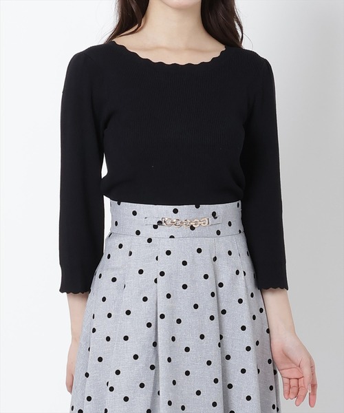 WILLSELECTION(ウィルセレクション)の「スカラップ7分袖ニットプルオーバー(Tシャツ/カットソー・レディース・ピンク/オフホワイト/ブラック・MEDIUM)」の8枚目の写真