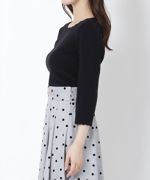 WILLSELECTION(ウィルセレクション)の「スカラップ7分袖ニットプルオーバー(Tシャツ/カットソー・レディース・ピンク/オフホワイト/ブラック・MEDIUM)」の9枚目の写真