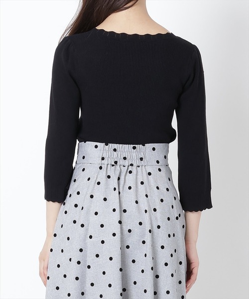 WILLSELECTION(ウィルセレクション)の「スカラップ7分袖ニットプルオーバー(Tシャツ/カットソー・レディース・ピンク/オフホワイト/ブラック・MEDIUM)」の10枚目の写真