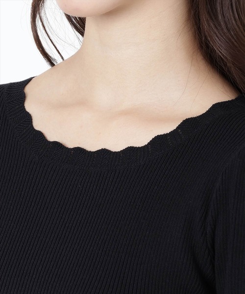 WILLSELECTION(ウィルセレクション)の「スカラップ7分袖ニットプルオーバー(Tシャツ/カットソー・レディース・ピンク/オフホワイト/ブラック・MEDIUM)」の11枚目の写真