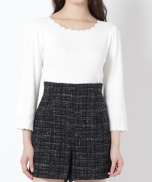 WILLSELECTION(ウィルセレクション)の「スカラップ7分袖ニットプルオーバー(Tシャツ/カットソー・レディース・ピンク/オフホワイト/ブラック・MEDIUM)」の22枚目の写真