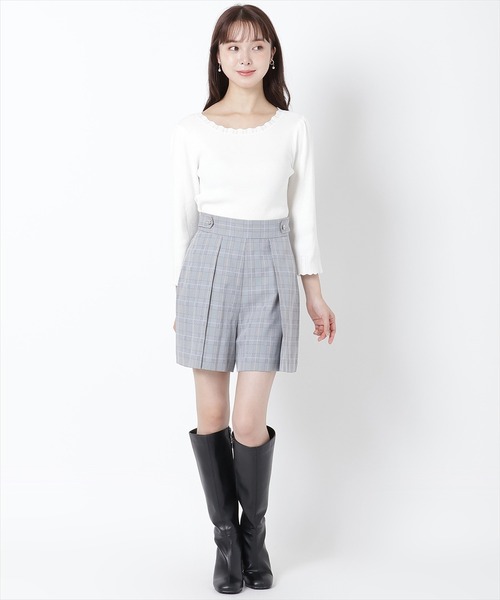 WILLSELECTION(ウィルセレクション)の「スカラップ7分袖ニットプルオーバー(Tシャツ/カットソー・レディース・ピンク/オフホワイト/ブラック・MEDIUM)」の4枚目の写真