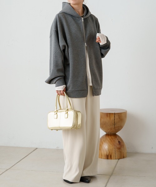 Omekashi（オメカシ）の「ポンチジップパーカー（パーカー・レディース・グレー/チャコールグレー/オフホワイト・FREE）」の13枚目の写真