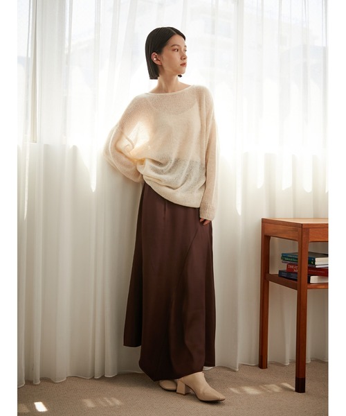 Stylevoice for xxx(スタイルヴォイスフォー)の「2WAYモヘアミックスシアーニット(ニット/セーター・レディース・オフホワイト/ライトブルー/ブラック・FREE)」の10枚目の写真