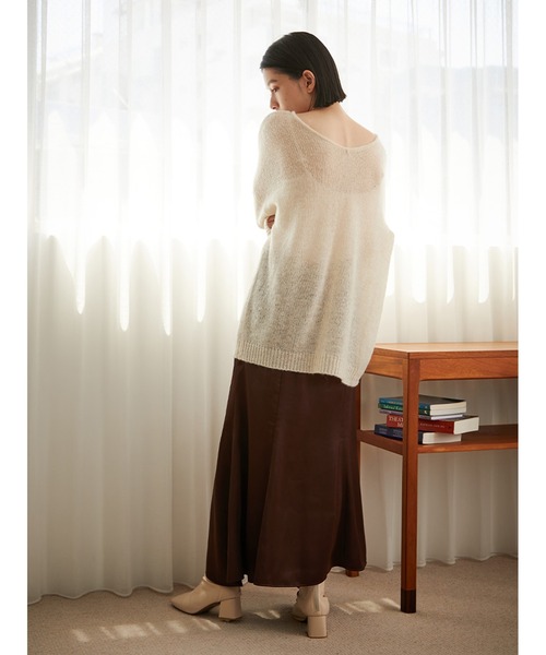 Stylevoice for xxx(スタイルヴォイスフォー)の「2WAYモヘアミックスシアーニット(ニット/セーター・レディース・オフホワイト/ライトブルー/ブラック・FREE)」の12枚目の写真