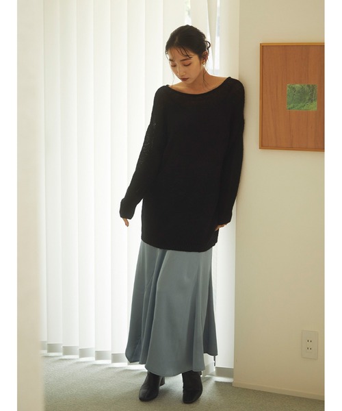 Stylevoice for xxx(スタイルヴォイスフォー)の「2WAYモヘアミックスシアーニット(ニット/セーター・レディース・オフホワイト/ライトブルー/ブラック・FREE)」の13枚目の写真