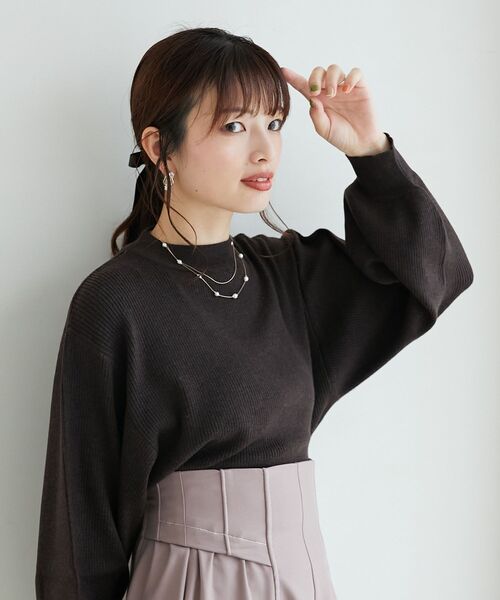 MAJESTIC LEGON(マジェスティックレゴン)の「ボリュームスリーブニット(ニット/セーター・レディース・ピンク/アイボリー/グレー/ブルー/チャコールグレー/ブラック/ダークブラウン・MEDIUM)」の20枚目の写真
