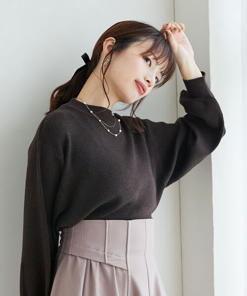 MAJESTIC LEGON(マジェスティックレゴン)の「ボリュームスリーブニット(ニット/セーター・レディース・ピンク/アイボリー/グレー/ブルー/チャコールグレー/ブラック/ダークブラウン・MEDIUM)」の21枚目の写真