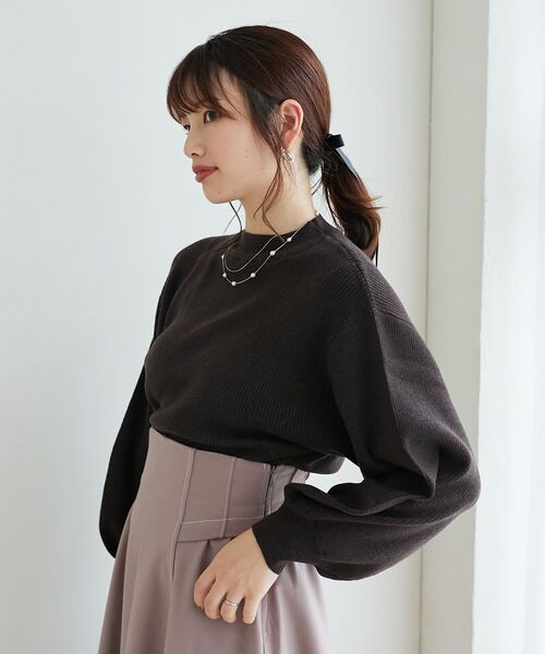MAJESTIC LEGON(マジェスティックレゴン)の「ボリュームスリーブニット(ニット/セーター・レディース・ピンク/アイボリー/グレー/ブルー/チャコールグレー/ブラック/ダークブラウン・MEDIUM)」の22枚目の写真