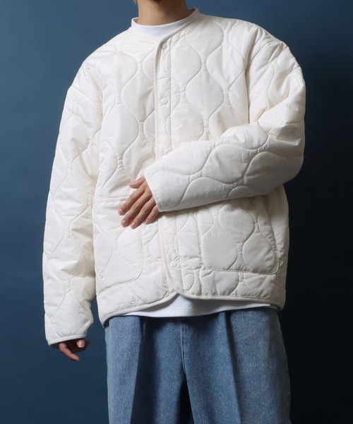 ANPAS（アンパス）の「Quilting No Collar Blouson/キルティング ノーカラージャケット ブルゾン ライナー オーバーサイズ（ノーカラージャケット・メンズ・オリーブ/ブラック/ライトグレー/アイボリー・L/LL/M）」の10枚目の写真