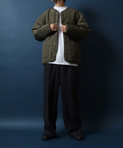 ANPAS（アンパス）の「Quilting No Collar Blouson/キルティング ノーカラージャケット ブルゾン ライナー オーバーサイズ（ノーカラージャケット・メンズ・オリーブ/ブラック/ライトグレー/アイボリー・L/LL/M）」の7枚目の写真