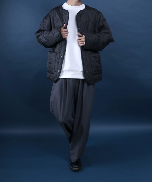 ANPAS（アンパス）の「Quilting No Collar Blouson/キルティング ノーカラージャケット ブルゾン ライナー オーバーサイズ（ノーカラージャケット・メンズ・オリーブ/ブラック/ライトグレー/アイボリー・L/LL/M）」の21枚目の写真