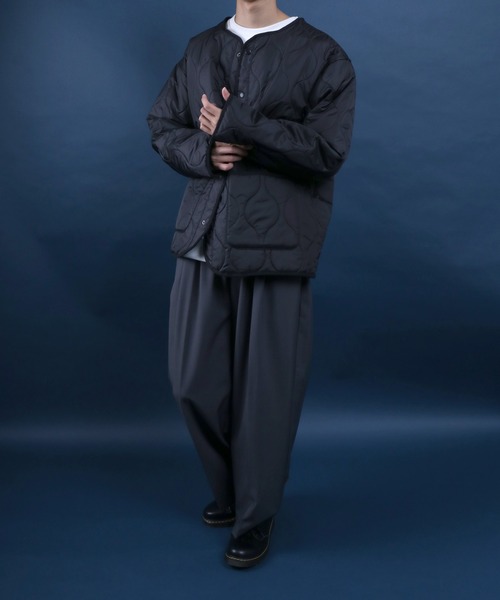 ANPAS（アンパス）の「Quilting No Collar Blouson/キルティング ノーカラージャケット ブルゾン ライナー オーバーサイズ（ノーカラージャケット・メンズ・オリーブ/ブラック/ライトグレー/アイボリー・L/LL/M）」の22枚目の写真