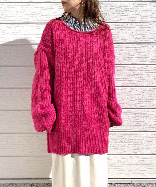 Q（キュー）の「モヘアタッチルーズニット（ニット/セーター・レディース・ベージュ/ピンク/ブラック/ライトブルー・MEDIUM）」の13枚目の写真