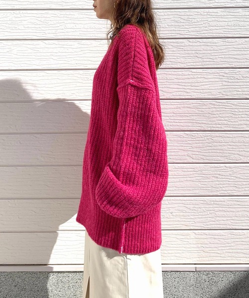 Q（キュー）の「モヘアタッチルーズニット（ニット/セーター・レディース・ベージュ/ピンク/ブラック/ライトブルー・MEDIUM）」の14枚目の写真