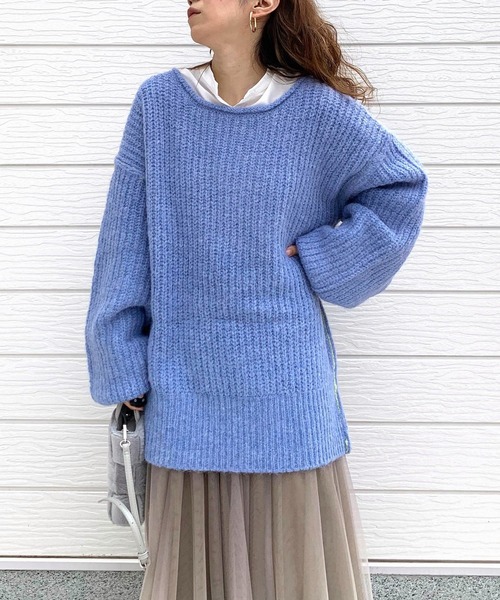 Q（キュー）の「モヘアタッチルーズニット（ニット/セーター・レディース・ベージュ/ピンク/ブラック/ライトブルー・MEDIUM）」の19枚目の写真