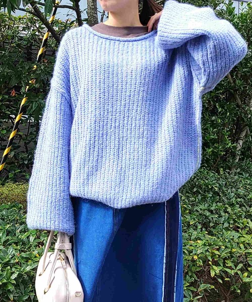 Q（キュー）の「モヘアタッチルーズニット（ニット/セーター・レディース・ベージュ/ピンク/ブラック/ライトブルー・MEDIUM）」の10枚目の写真