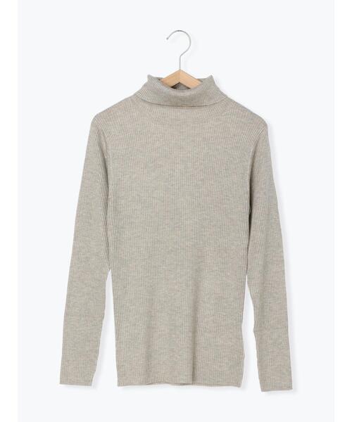 Samansa Mos2（サマンサ モスモス）の「【マシンウォッシャブル】リブタートルネックニット（ニット/セーター・レディース・オフホワイト/チャコールグレー/ベージュ/キナリ・F）」の4枚目の写真