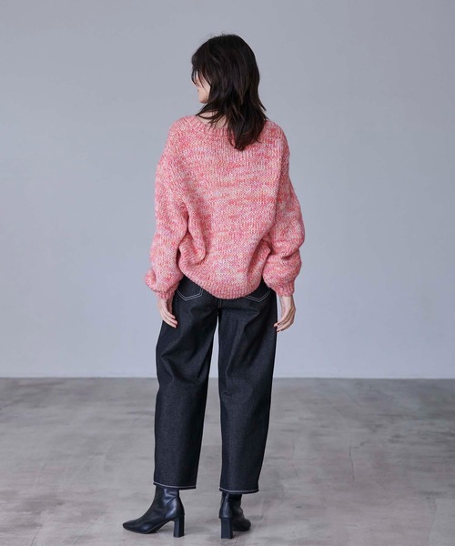 CEDNIE(セドニー)の「ミックスカラーオーバーサイズニット(ニット/セーター・レディース・レッド/ネイビー・M)」の7枚目の写真