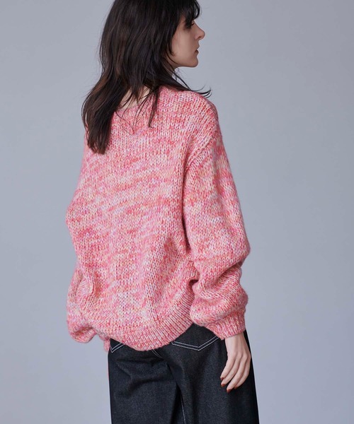 CEDNIE(セドニー)の「ミックスカラーオーバーサイズニット(ニット/セーター・レディース・レッド/ネイビー・M)」の5枚目の写真