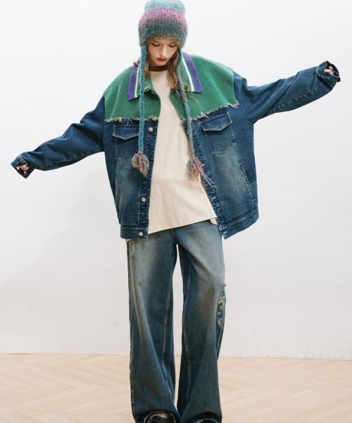 mushwear(マッシュウェア)の「異素材デニムジャケット(デニムジャケット・メンズ・インディゴブルー・X-LARGE/LARGE/MEDIUM)」の3枚目の写真