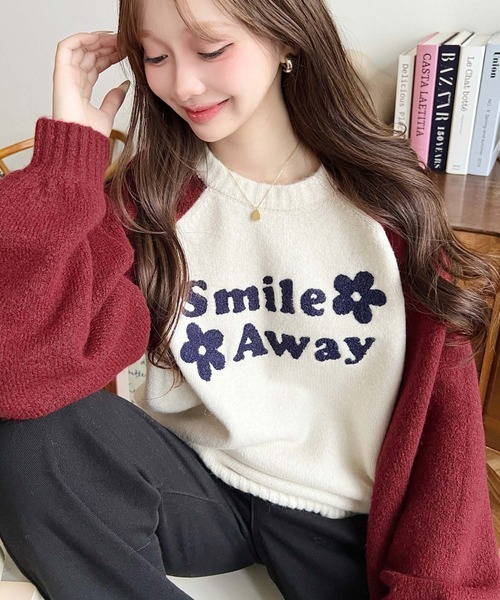 セール】ラグラン配色ロゴニットプルオーバー（ニット/セーター